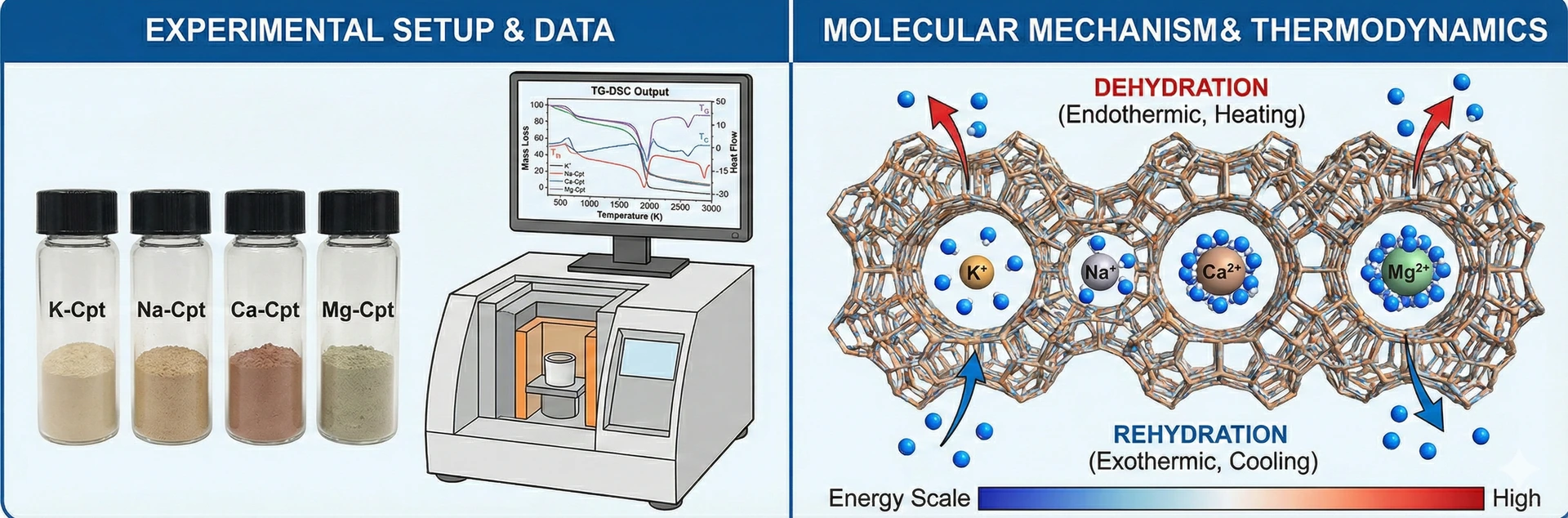 The multi-stage methodology used in this research subjected the cation-exchanged clinoptilolite samples to a programmed sequence of five heating stages, each followed by an isothermal holding period, up to a maximum temperature of 320°C. This was succeeded by a symmetrical five-stage cooling sequence.